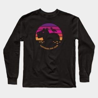 Retro Sunset Capybara Fan Club Long Sleeve T-Shirt